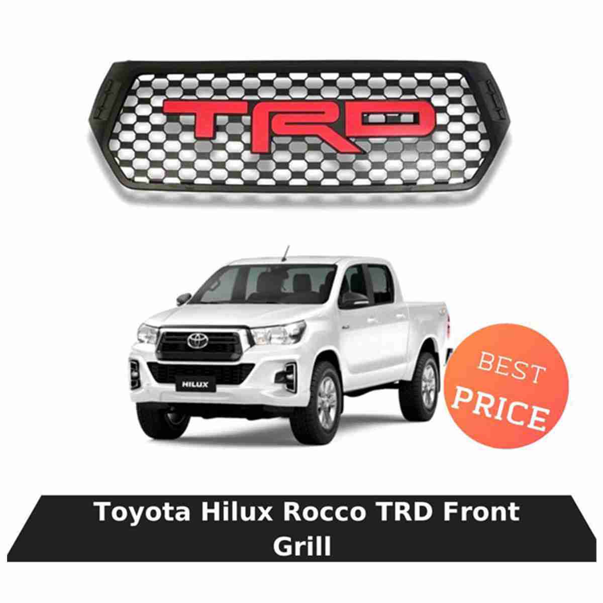 Toyota Hilux Revo 2016 to 2020 Front Rocco Grill Mesh Black - Image 1