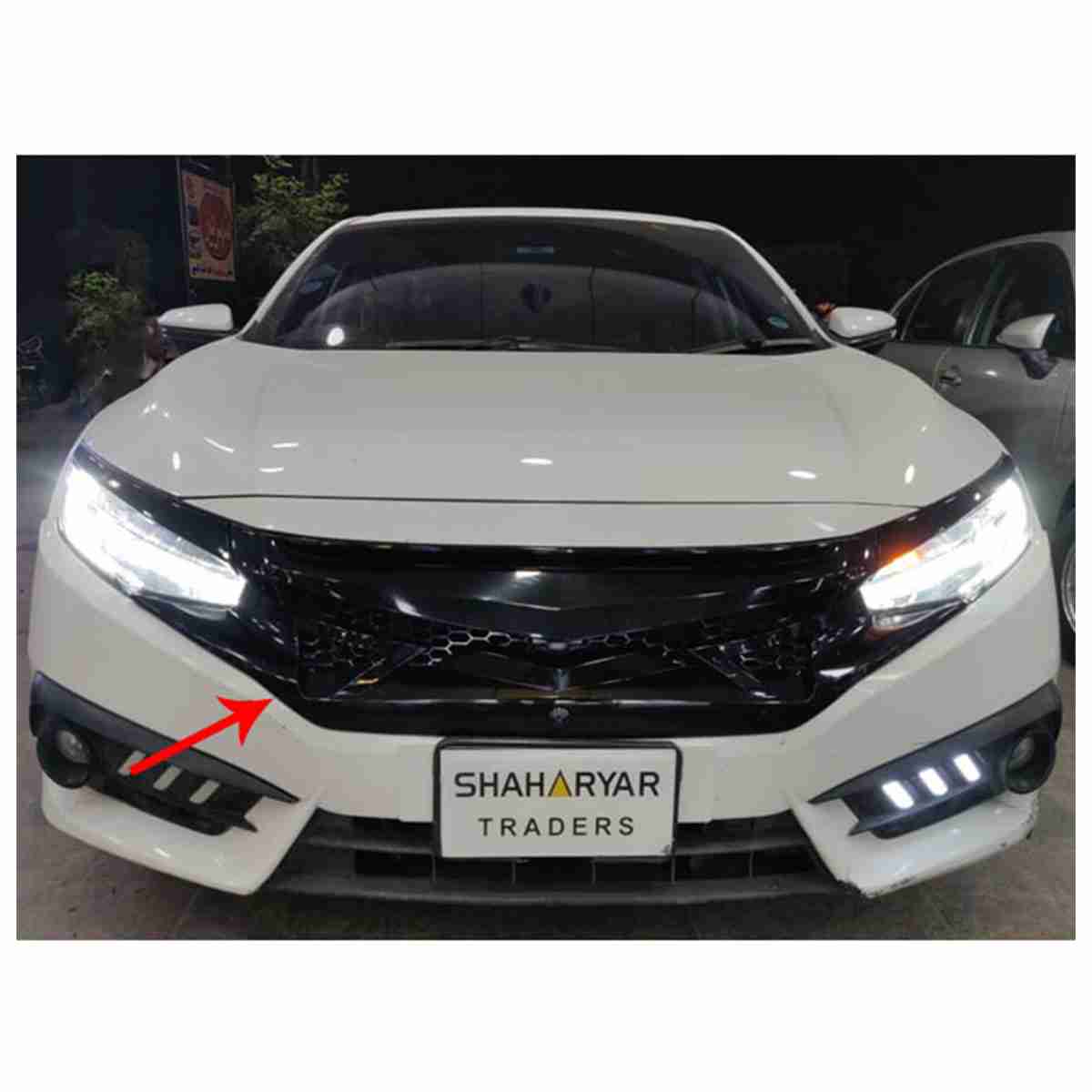 New X Style Grill With Eyelid - New Style Civic Grill - Alien Style Grill for Honda Civic 2016 to 2020 - Thumbnail 2