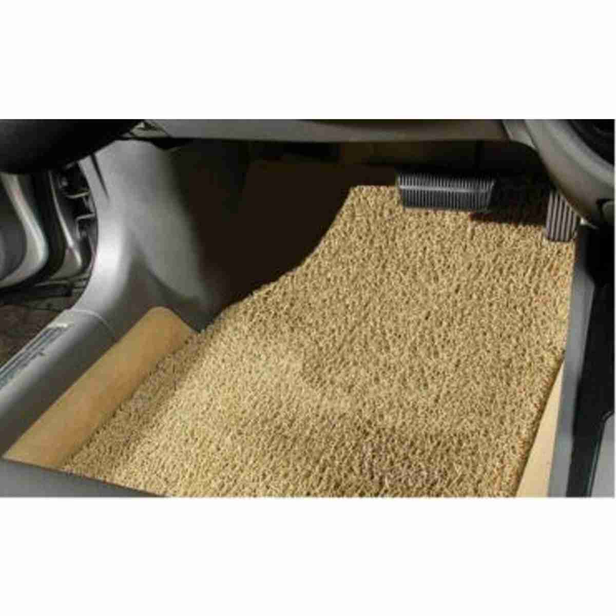 Car Anti Skid Curl Foot Mat - Grass Floor Mat Universal - Beige - Thumbnail 2