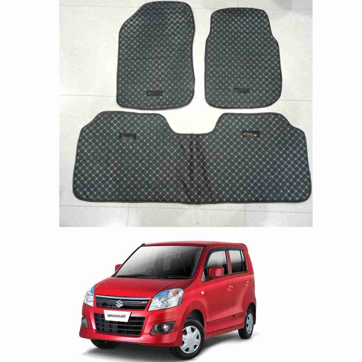 7D Floor Mats Plain Black For Suzuki Wagon-R 2016 to 2021 - Image 1