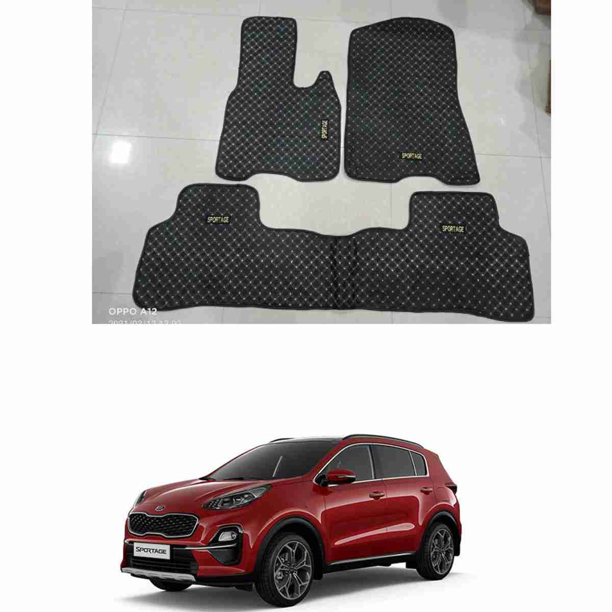 7D Floor Mats Plain Black For KIA Sportage 2020 to 2021 - Image 1