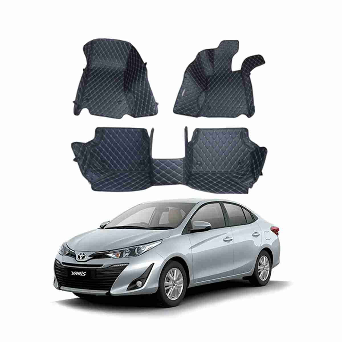 Car Mats 7D Compatible with Toyota Yaris 2020 Black - Image 1