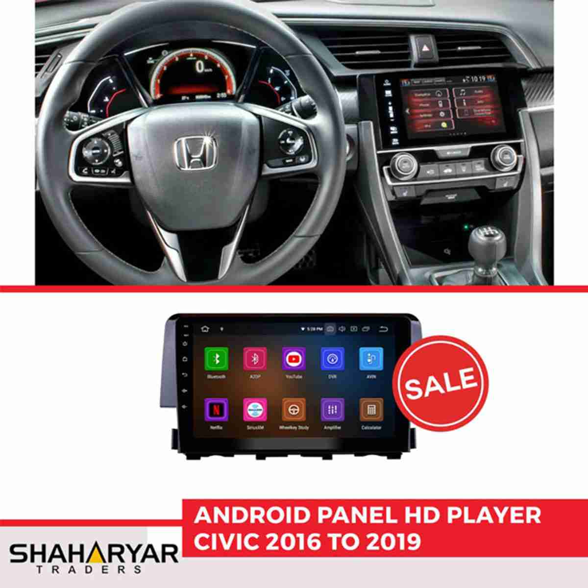 Honda Civic Model 2016 to 2019 - Android Panel HD Player IPS Display Multimedia System - Thumbnail 3